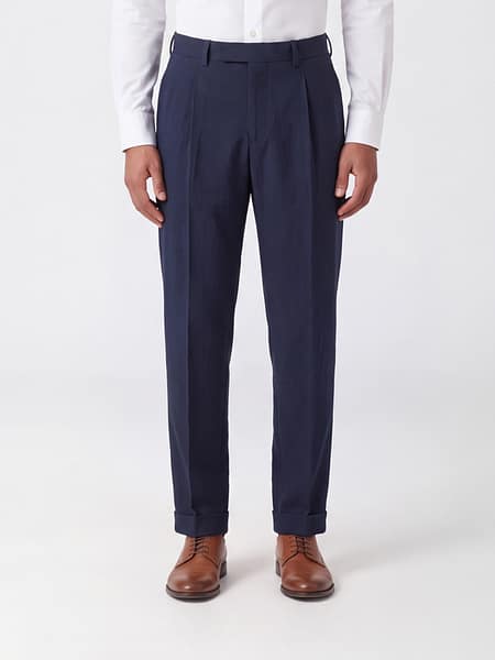 Slim-Fit-Anzughose PT Torino aus Stretch-Baumwolle mit Bundfalten