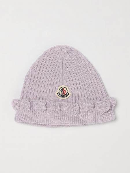 Moncler Newborn Virgin Wool and Cashmere Blend Hat with Logo