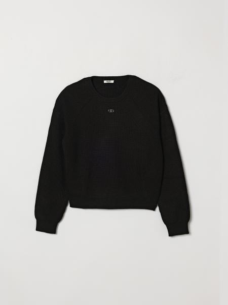 Liu Jo Girls' Wool-Blend Crewneck Jumper with Metallic Logo