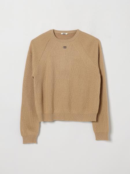 Liu Jo Girls' Wool-Blend Crewneck Jumper with Metallic Logo