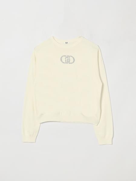 Liu Jo Girls' Viscose Crewneck Jumper with Embroidery and Rhinestone Logo