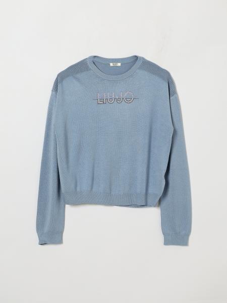 Liu Jo Girls' Viscose Crewneck Jumper with Embroidery and Rhinestone Logo