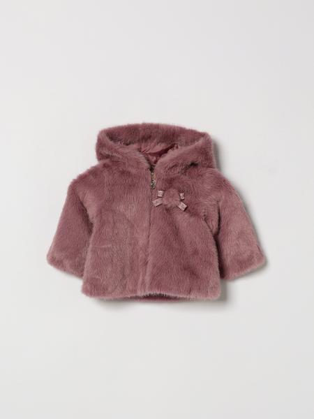 Girl's Faux Fur Hooded Coat Liu Jo with Zip Closure
