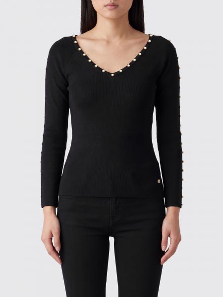 Slim Fit V-Neck Viscose Jumper Liu Jo with Crystal Embellishments