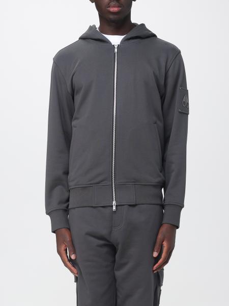 Zipped Cotton Hoodie Moose Knuckles with Metallic Logo