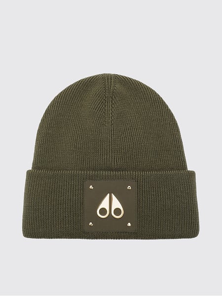 Beanie aus reiner Wolle von Moose Knuckles mit Umschlag und Logo-Patch