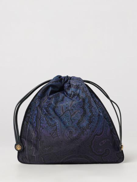 Etro Mini Nylon Bucket Bag with Paisley Print and Pegaso Logo