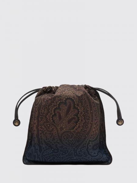 Mini borsa a secchiello Etro in nylon con stampa Paisley e logo Pegaso