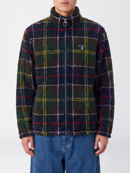 Chaqueta de forro polar Barbour con motivo tartán, cuello alto y cremallera