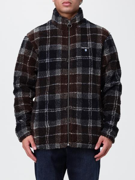 BARBOUR 타탄 패턴 하이넥 지퍼 클로저 플리스 재킷
