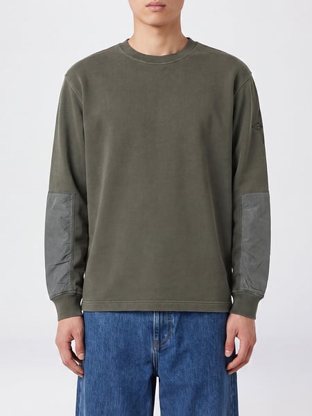Stone Island Crewneck Cotton Sweatshirt with Logo Patch and Elasticated Cuffs