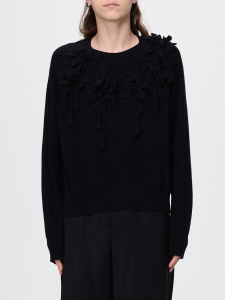 Alberta Ferretti Floral Embroidered Virgin Wool Long-Sleeved Crewneck Jumper