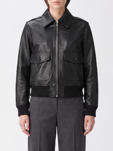 Cowhide Leather Bomber Jacket A.P.C. with Classic Collar and Zip Closure