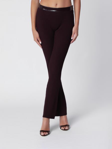 High-Waisted Skinny Ribbed Knit Trousers COURRÈGES
