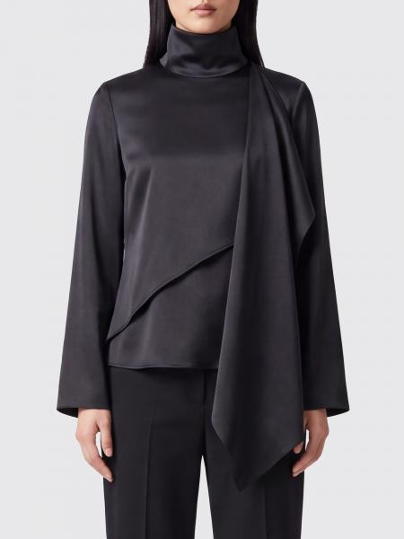 Rohe Asymmetrical Pure Silk Blouse with High Neck and Long Sleeves