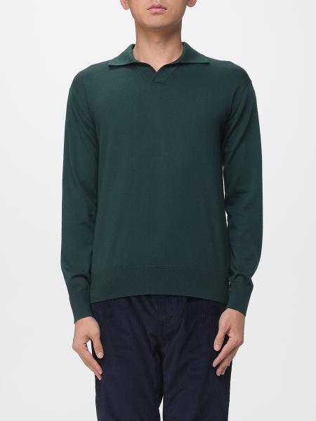 Paolo Pecora Long-Sleeved Wool Knit Polo with Classic Collar