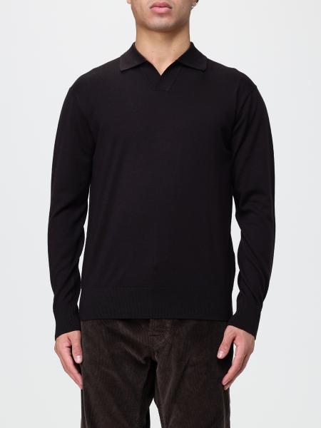 Polo in maglia Paolo Pecora in lana a maniche lunghe con colletto classico