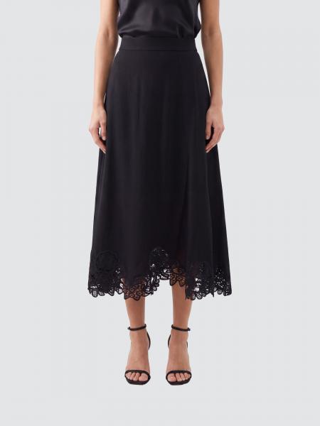 Zimmermann High-Waisted Full Midi Skirt with Lace Inserts