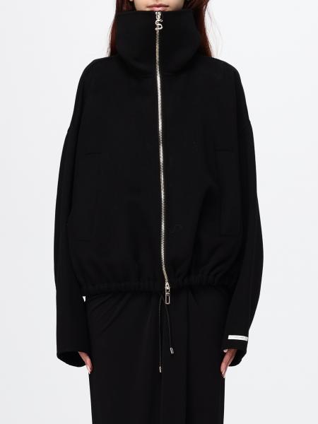 SPORTMAX 하이넥 지퍼 잠금 울 봄버 재킷