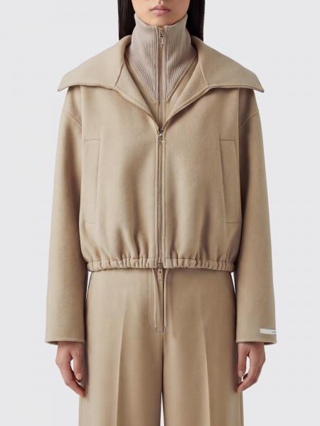 SPORTMAX 하이넥 지퍼 잠금 울 봄버 재킷