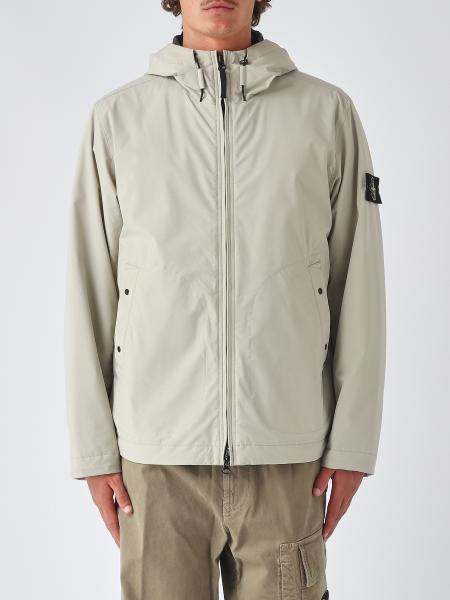 Stone Island Short Hooded Tech Fabric Windbreaker with Logo Patch