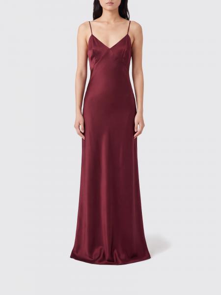 Max Mara Long Satin V-Neck Evening Gown with Small Train