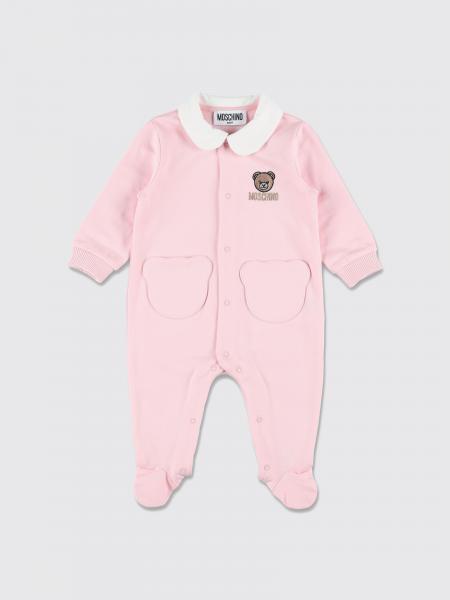 Moschino Boy's Cotton Jumpsuit with Teddy Bear Print and Feet