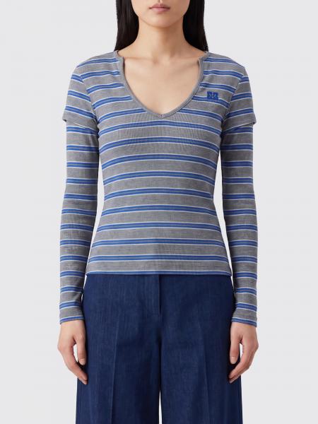 Ganni Striped Organic Cotton Slim-Fit Top with Double-Layer Design