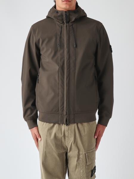 Shell Kapuzen-Windbreaker von Stone Island aus Soft Shell-R-Gewebe