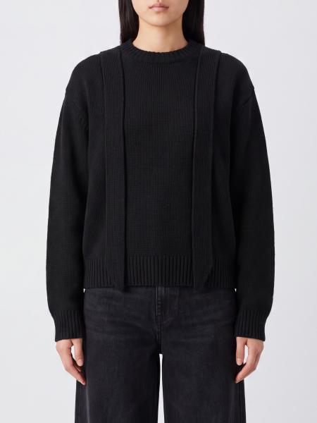Sacai Wool Crewneck Jumper with Contrast Panel and Embroidery
