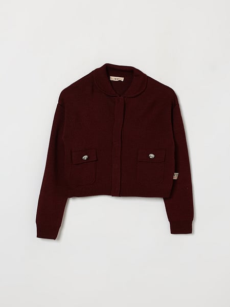 Boy's Wool Blend Cardigan N° 21 with Peter Pan Collar and Jewel Buttons