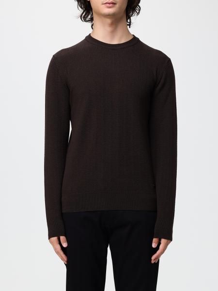 Brooksfield Two-Tone Crewneck Jumper in Jersey with Ribbed Trims