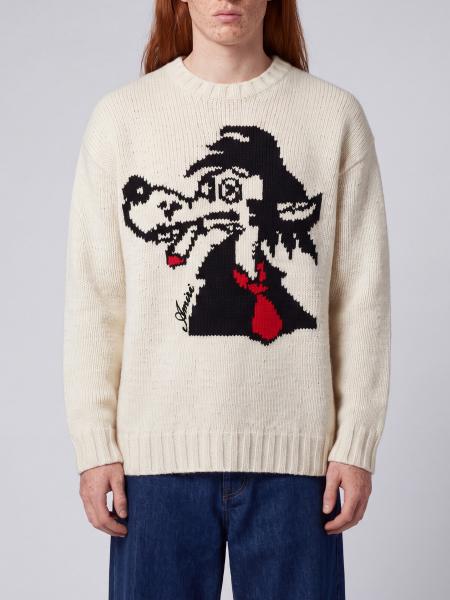 Amiri Wolf Wool and Cashmere Blend Jumper with Graphic Print and Crew Neck