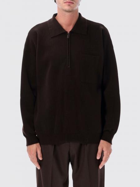 Roberto Collina Long-Sleeved Merino Wool Knit Polo Shirt with Zip