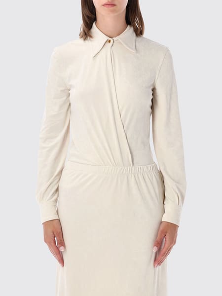 Slim Fit Shirt-Style Alberta Ferretti Top with Classic Collar and Long Sleeves