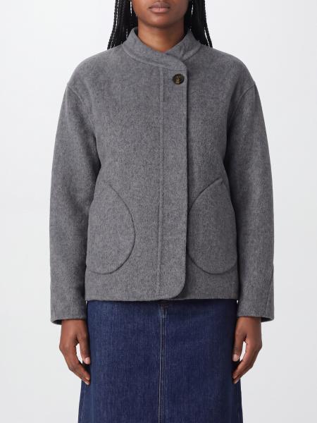 Soeur Single-Breasted Short Wool-Blend Coat with Dropped Shoulders