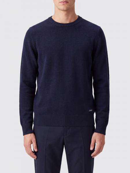 Brooksfield Men's Pure Wool Crew-Neck Jumper with Ribbed Trims