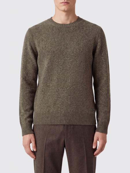 Brooksfield Men's Pure Wool Crew-Neck Jumper with Ribbed Trims