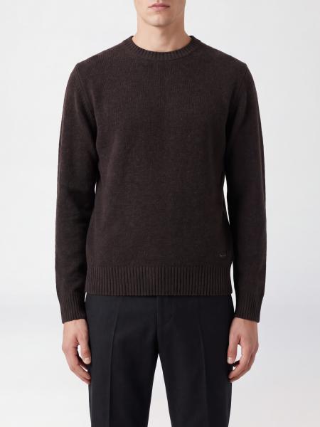 Brooksfield Men's Pure Wool Crew-Neck Jumper with Ribbed Trims