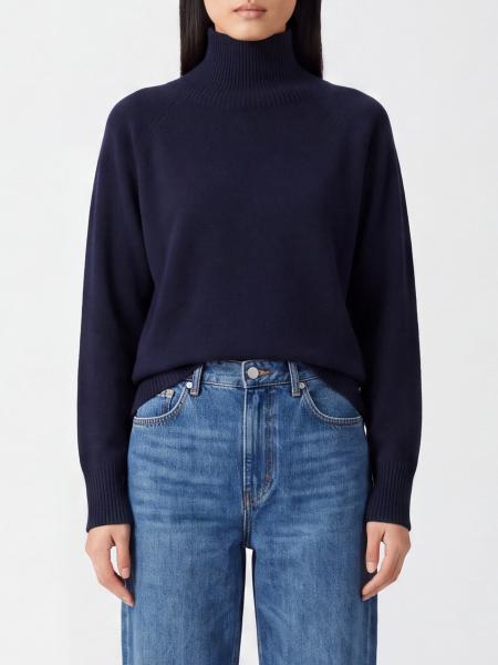 Wool Long-Sleeved Kangra Turtleneck Sweater with Ribbed Trims