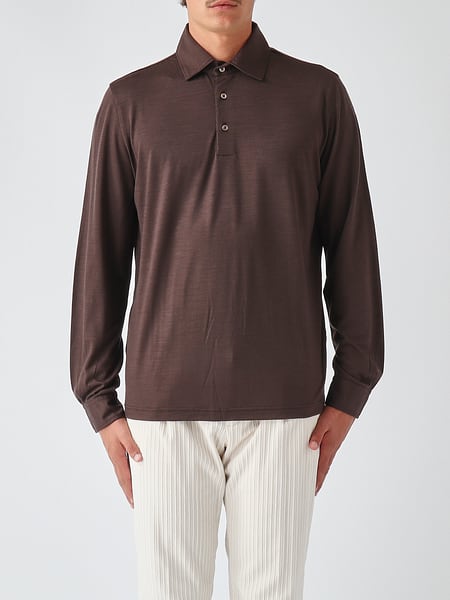 Herno Langarm-Poloshirt aus 100 % Wolle mit klassischem Kragen