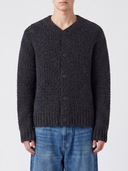 Sunflower V-Neck Cardigan in Wool and Alpaca Blend with Ribbed Trims