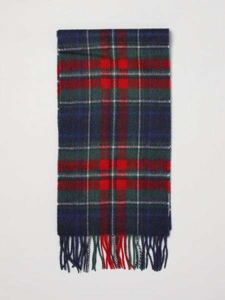 Barbour Tartan Pattern Scarf in Wool and Cashmere Blend with Fringed Edges