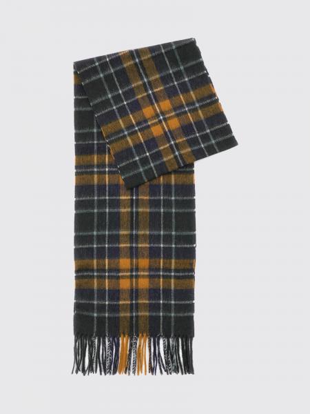 Sciarpa Barbour in misto lana e cashmere con motivo tartan e bordi sfrangiati