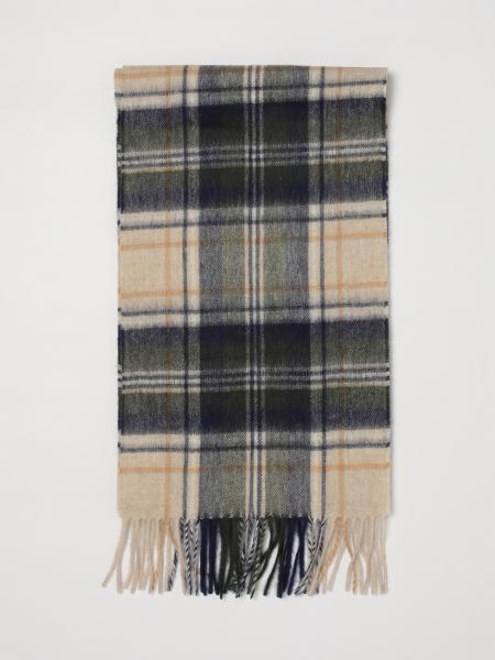 Barbour Tartan Pattern Scarf in Wool and Cashmere Blend with Fringed Edges