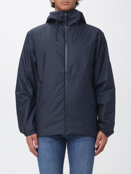 Hooded Windbreaker Jacket Rains in Polyester with High Neck and Zip Closure