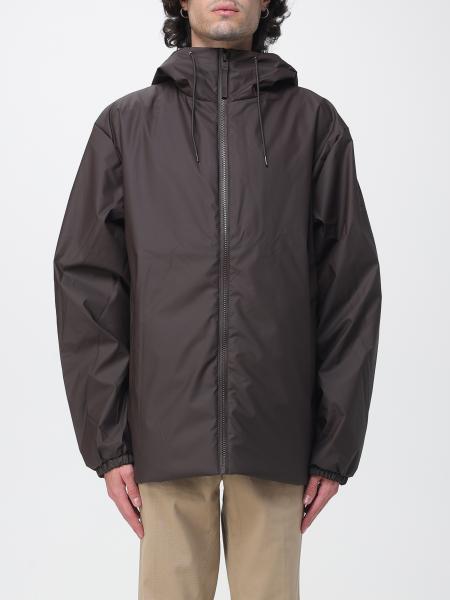 Hooded Windbreaker Jacket Rains in Polyester with High Neck and Zip Closure