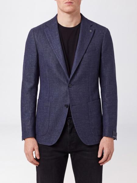 Single-Breasted Blazer Tagliatore in Virgin Wool and Silk with Peak Lapels