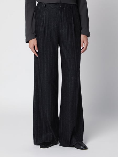 Tagliatore High-Waisted Pinstriped Wide-Leg Trousers