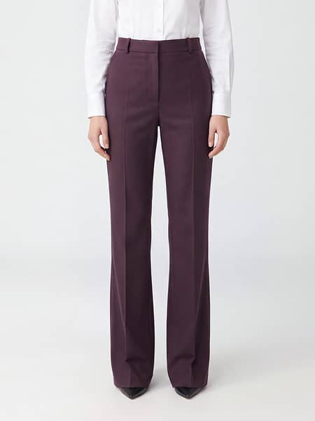 High-Waisted Flared Tailored Trousers Joseph in Viscose and Cotton Blend